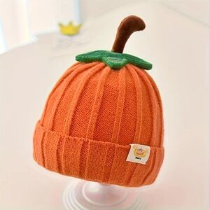 Soft Warm Baby Pumpkin Hat - Orange